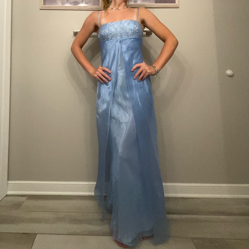 Blue Sweetheart Maxi Gown for Prom